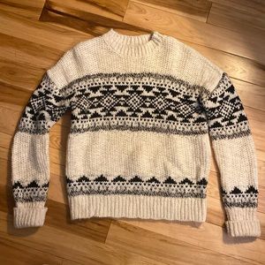 Lucky Brand Sweater Size XS Women Cream Skarsky Southwest Print Thick Knit